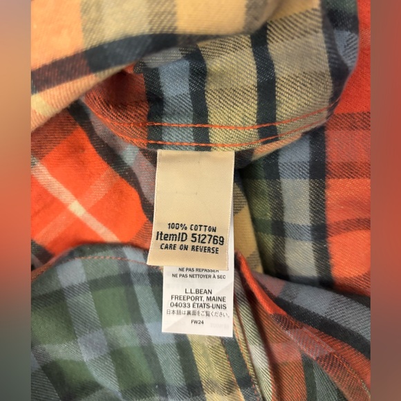 L.L. Bean NWT Soft Buchanan Cotton Flannel Shirt Warm Relaxed Fit Large Tall - Picture 6 of 6